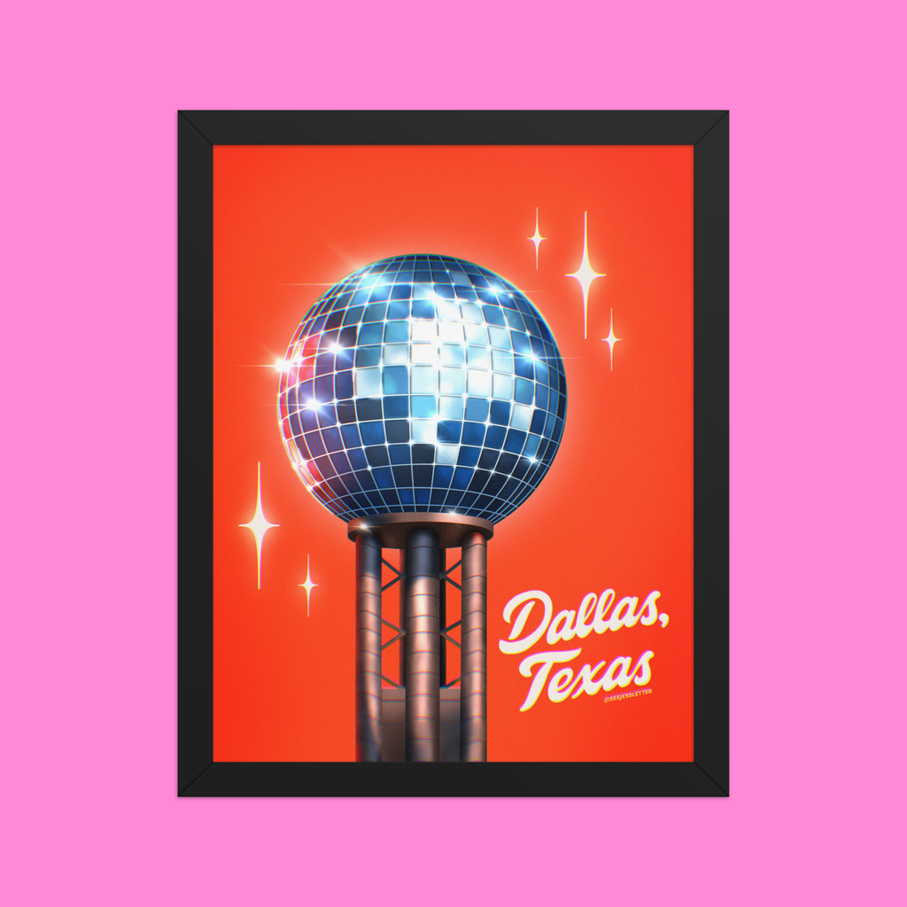 Disco Dallas Framed Art Print