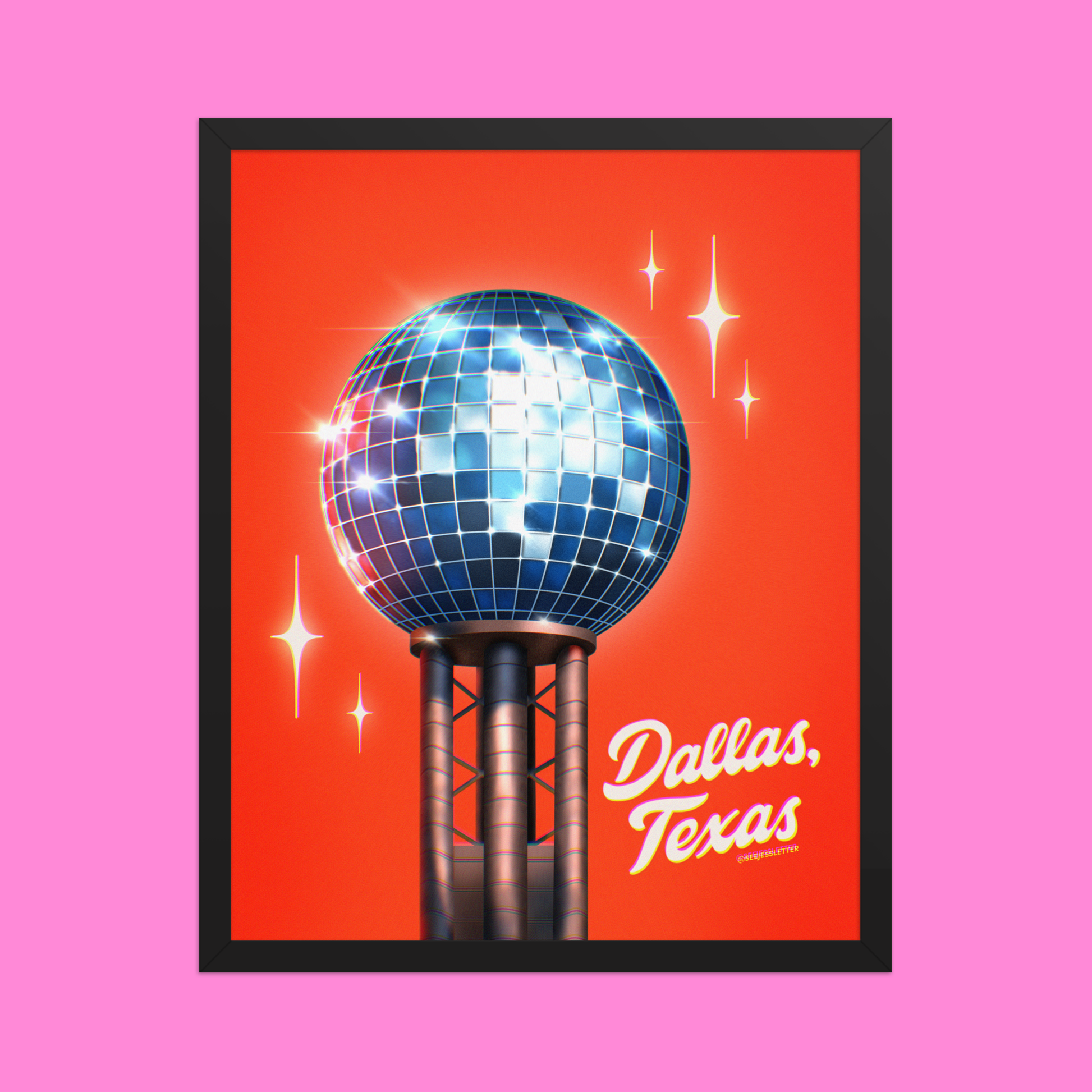 Disco Dallas Framed Art Print