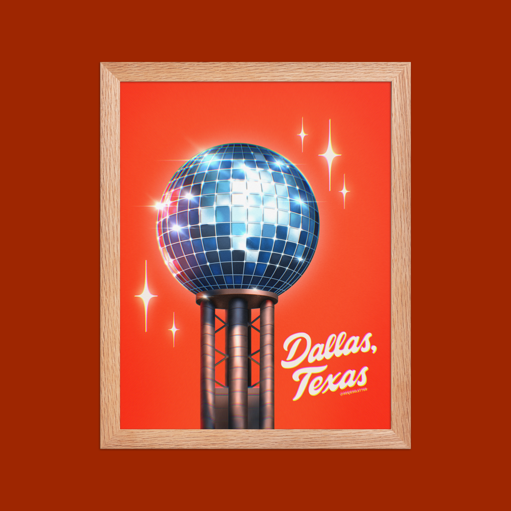 Disco Dallas Framed Art Print