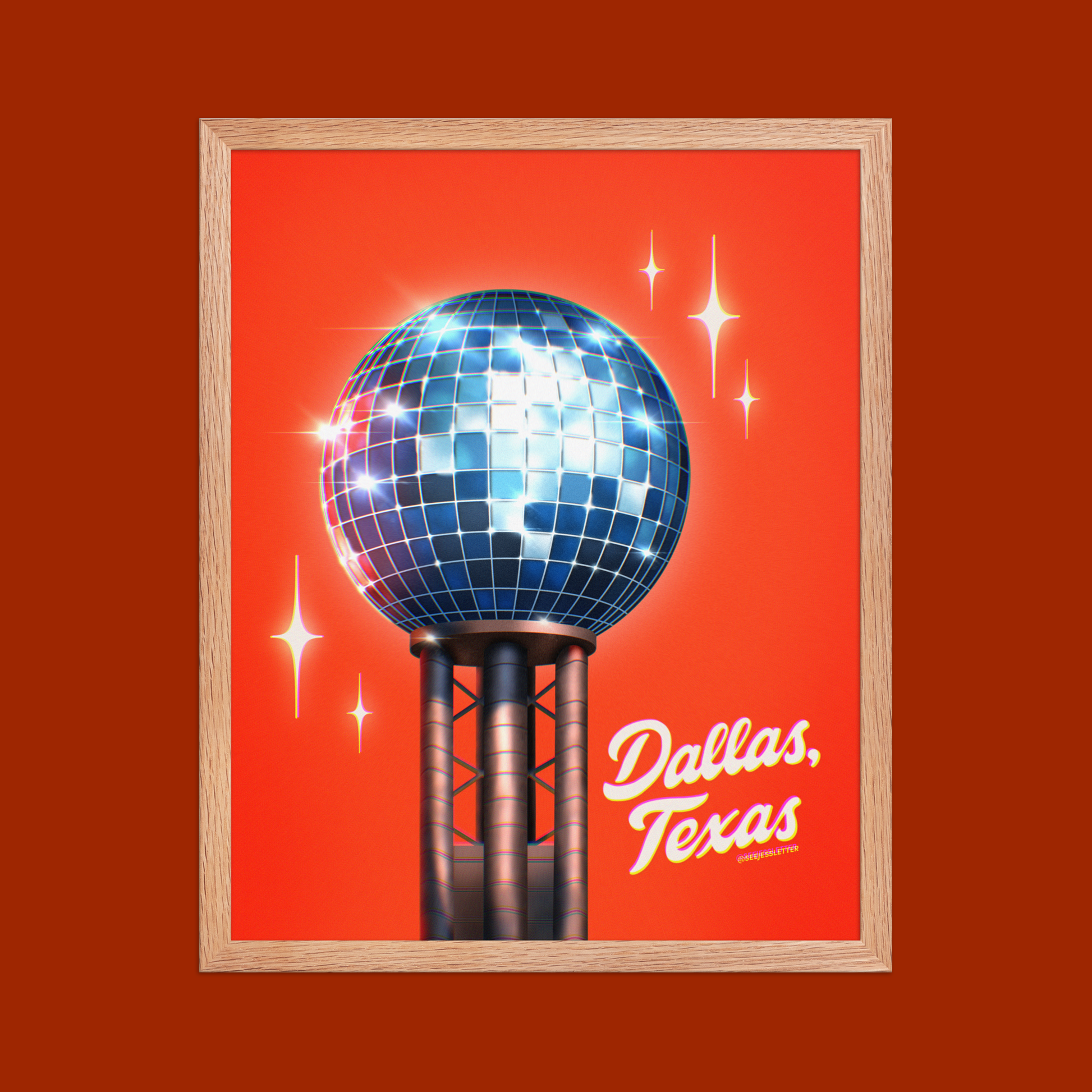 Disco Dallas Framed Art Print