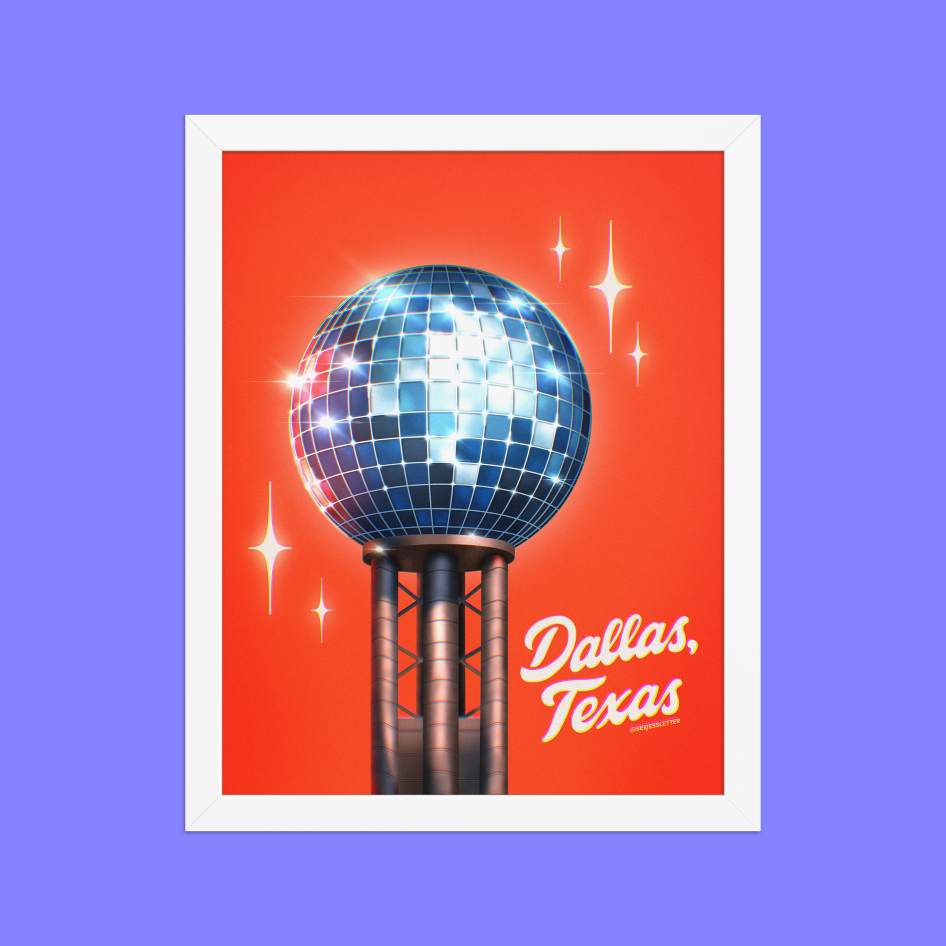 Disco Dallas Framed Art Print