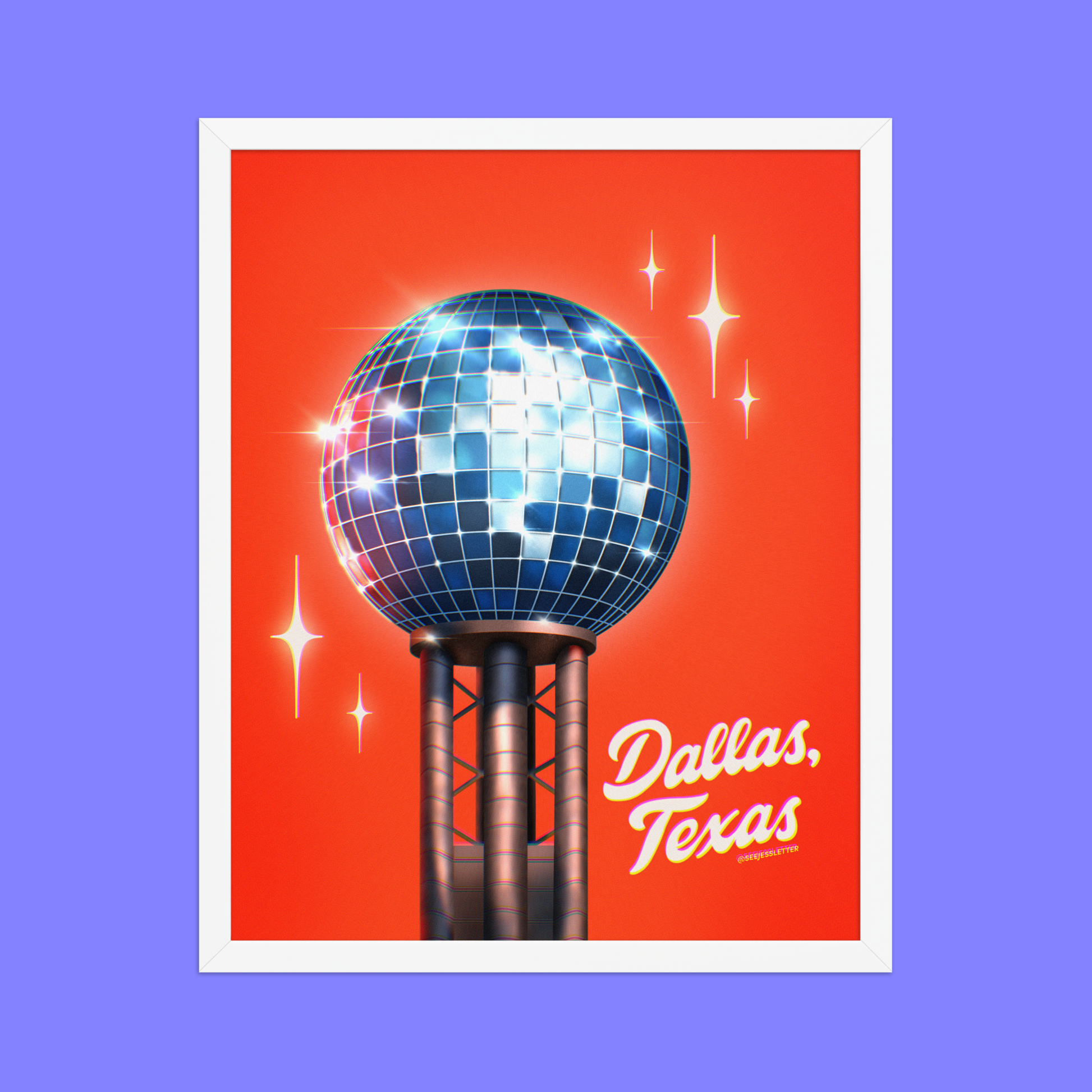 Disco Dallas Framed Art Print