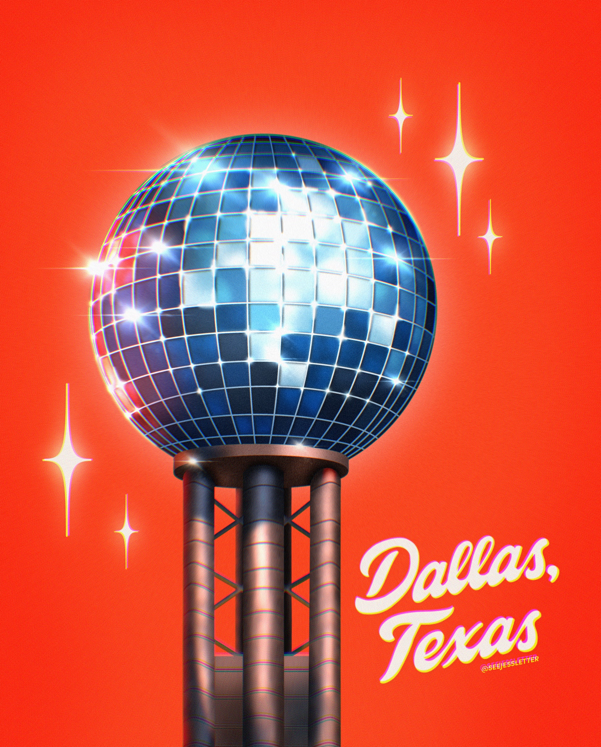 Disco Dallas Art Print